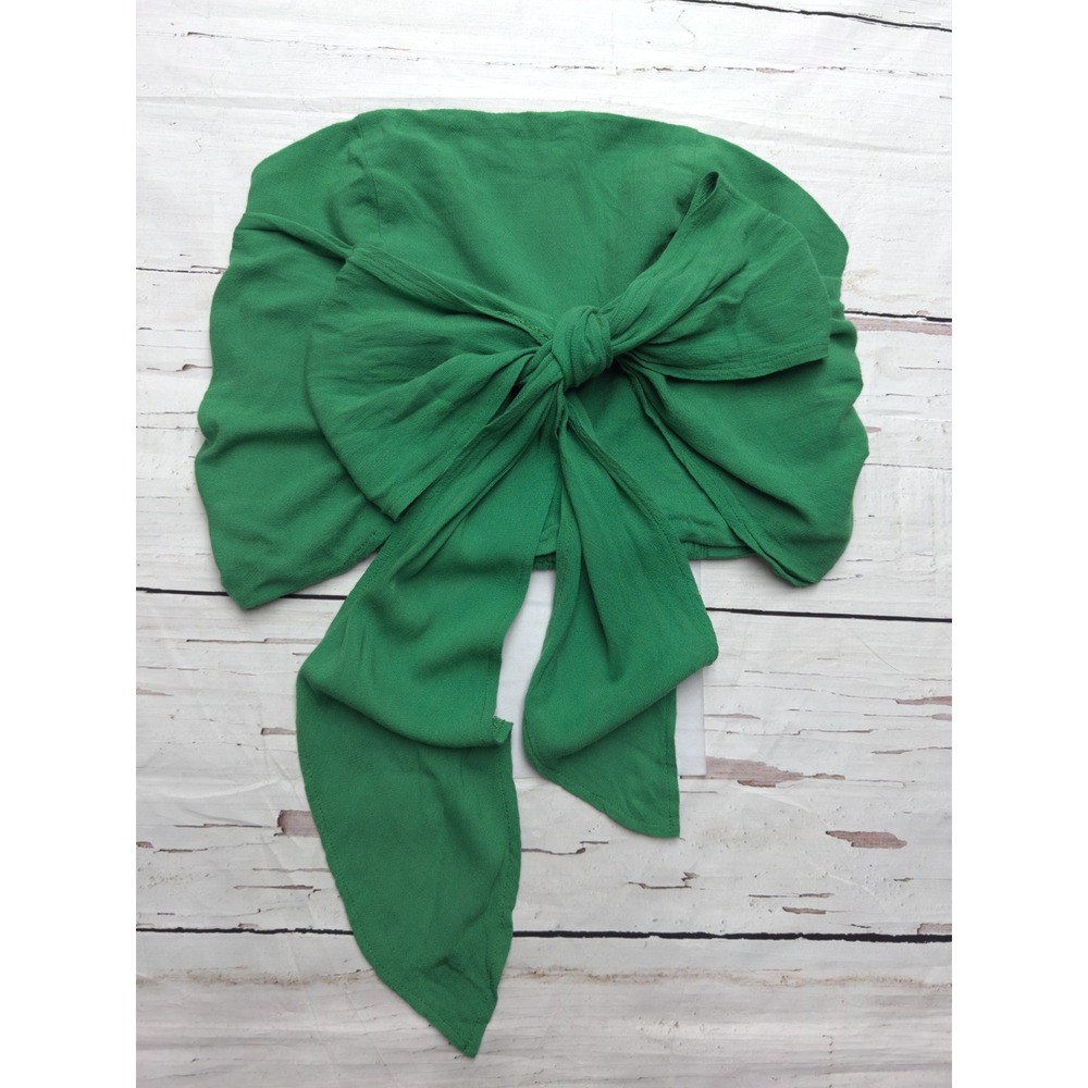 LOB Green Strapless Bow Front Tube Top Smocked Back Size L DBTS0748